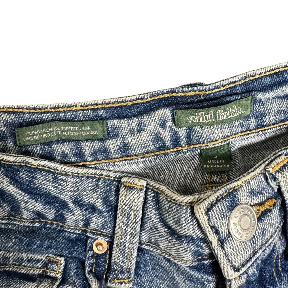 Wild Fable Super High‎ Rise Tapered Jeans Acid Wash Blue Denim Women Size 2